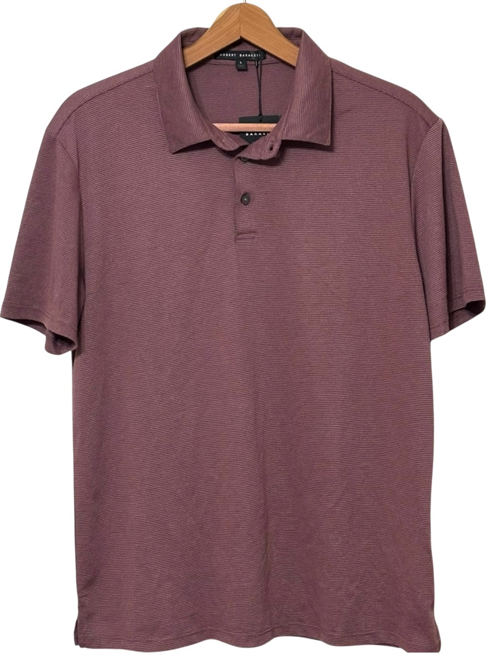 Robert Barakett Striped Polo Shirt NWT Mens Large L Purple Luxe Golf